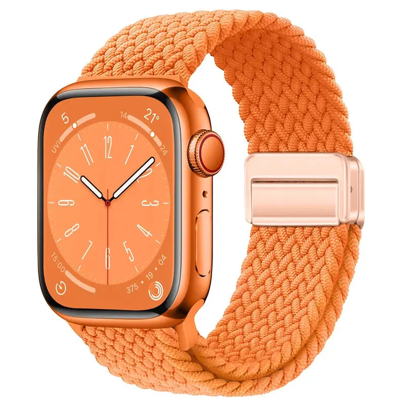 Nylon Braided Strap for Apple Watch 38-49mm, Magnetic Buckle iWatch Band Sparkling Chamber