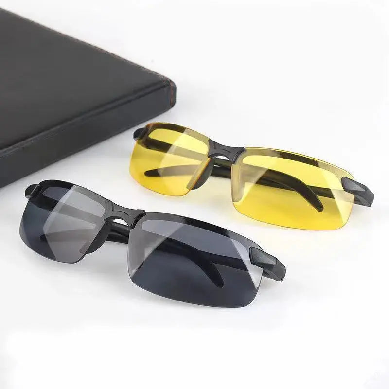 Night Vision Glasses Men Anti-Glare Driving Half Frame Sunglasses for Driver Outdoor Sparkling Chamber