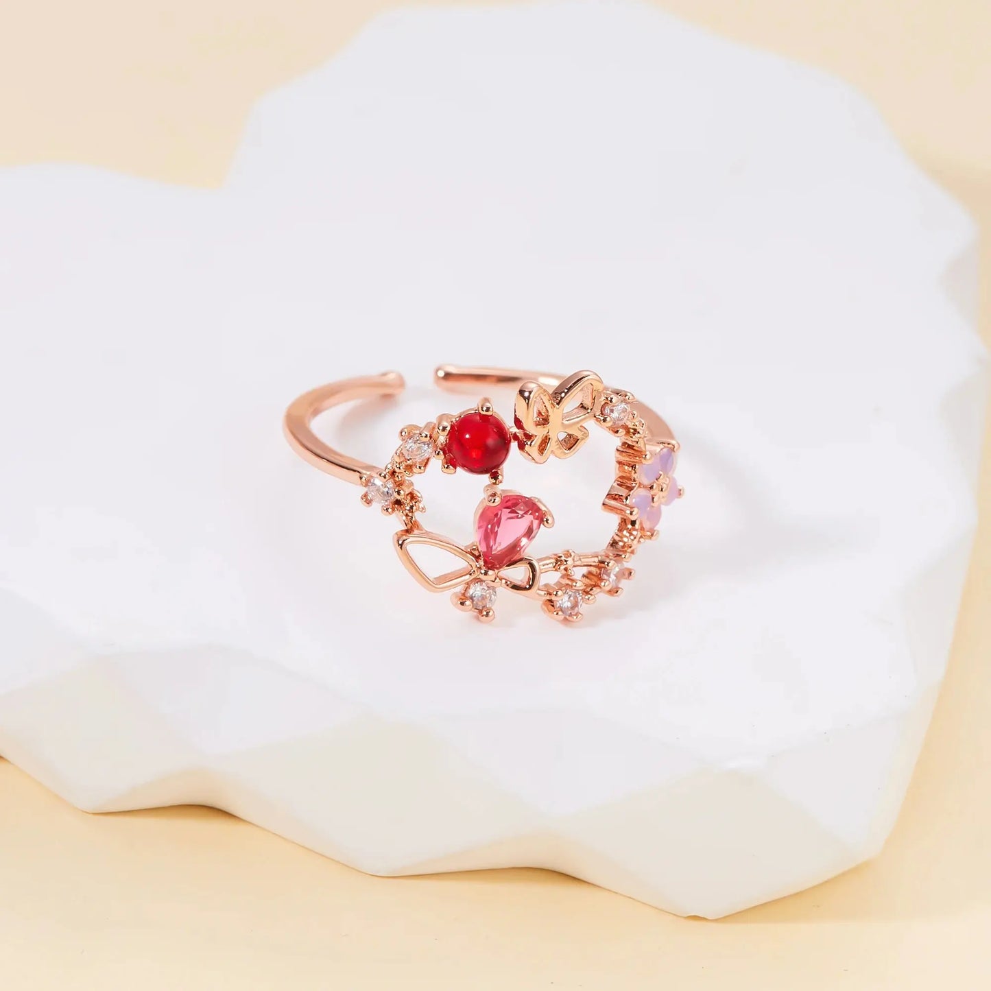 Korean Delicate Flower Zircon Rings for Women Sparkling Chamber