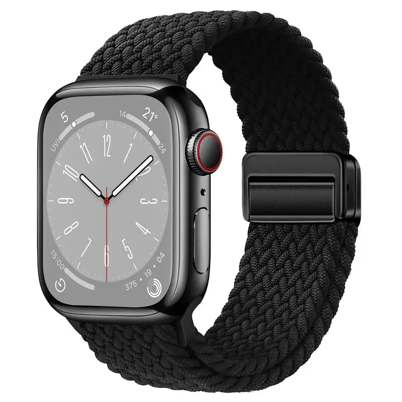 Nylon Braided Strap for Apple Watch 38-49mm, Magnetic Buckle iWatch Band Sparkling Chamber