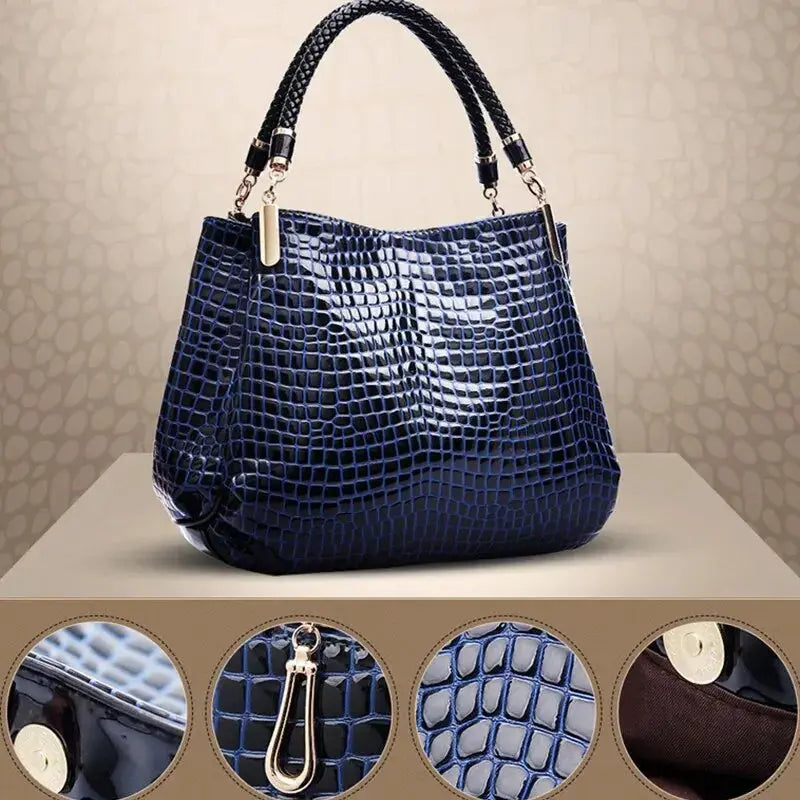 Women's Large Capacity Crocodile Print Tote Shoulder Bag Sparkling Chamber