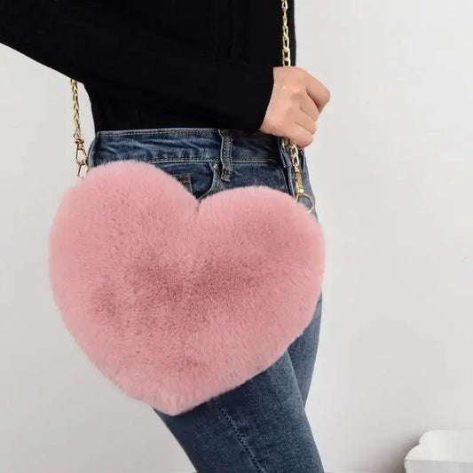 Heart-Shaped Plush Crossbody Bag - Perfect Valentine's Day & Birthday Gift Sparkling Chamber