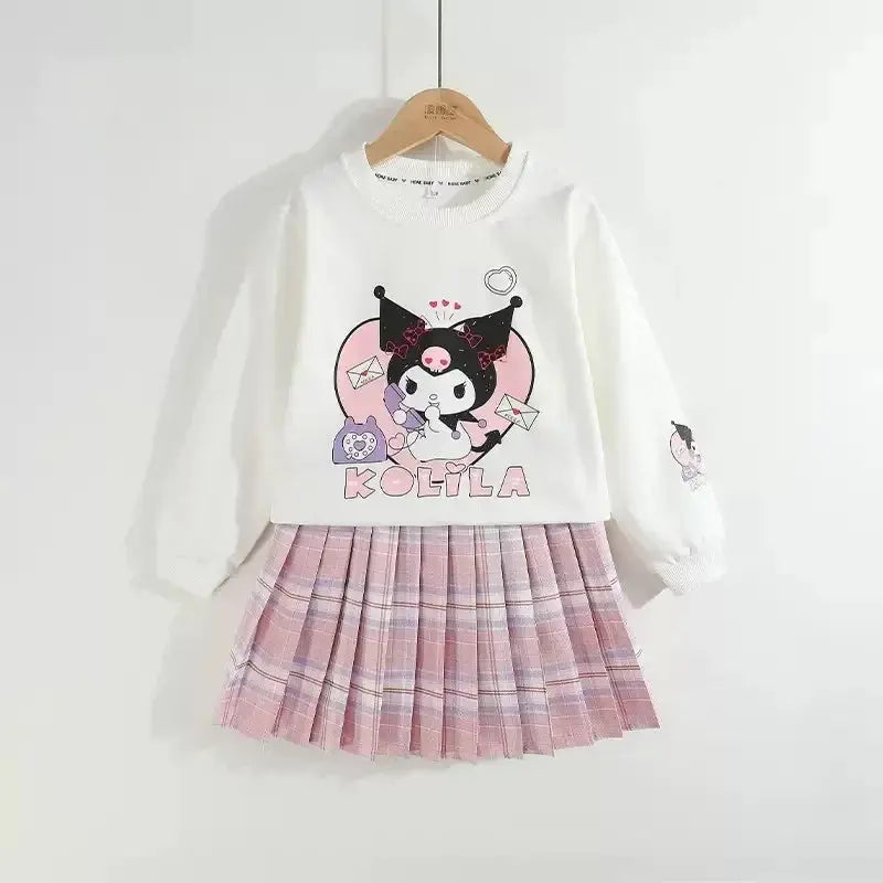 Kuromi Preppy Outfit – Sweater & Pleated Skirt Set for Girls Sparkling Chamber