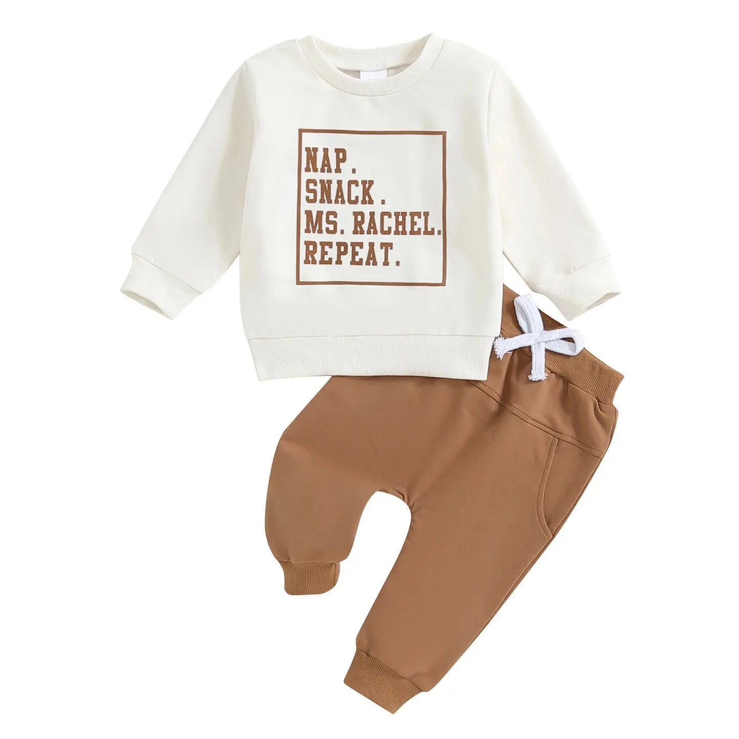 Toddler Boys Fall Outfit – Letter Print Sweatshirt & Elastic Pants Set Sparkling Chamber