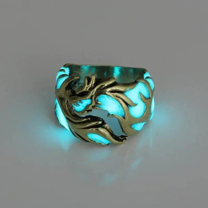 2024 Luminous Dragon Gothic Stainless Steel Ring Sparkling Chamber