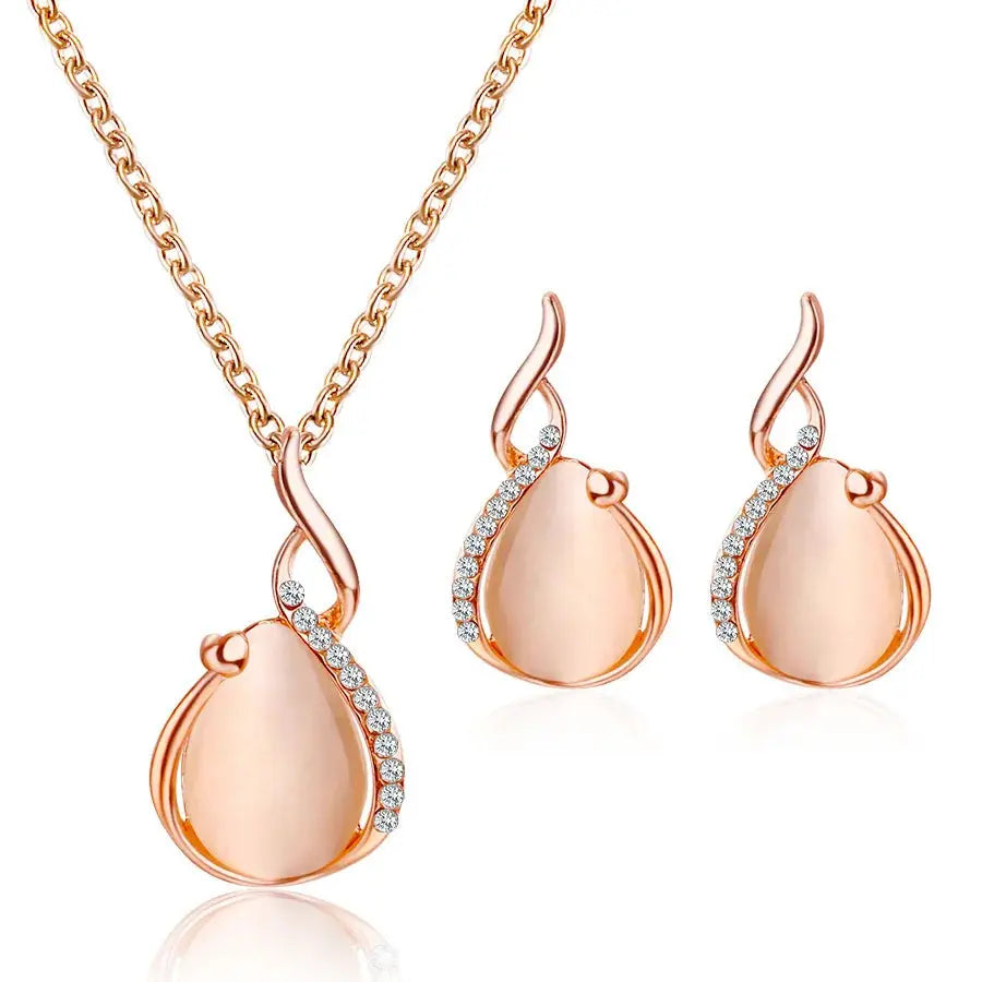 3pcs Jewelryfor Women - Elegant Waterdrop Rhinestone Necklace & Earrings Sparkling Chamber