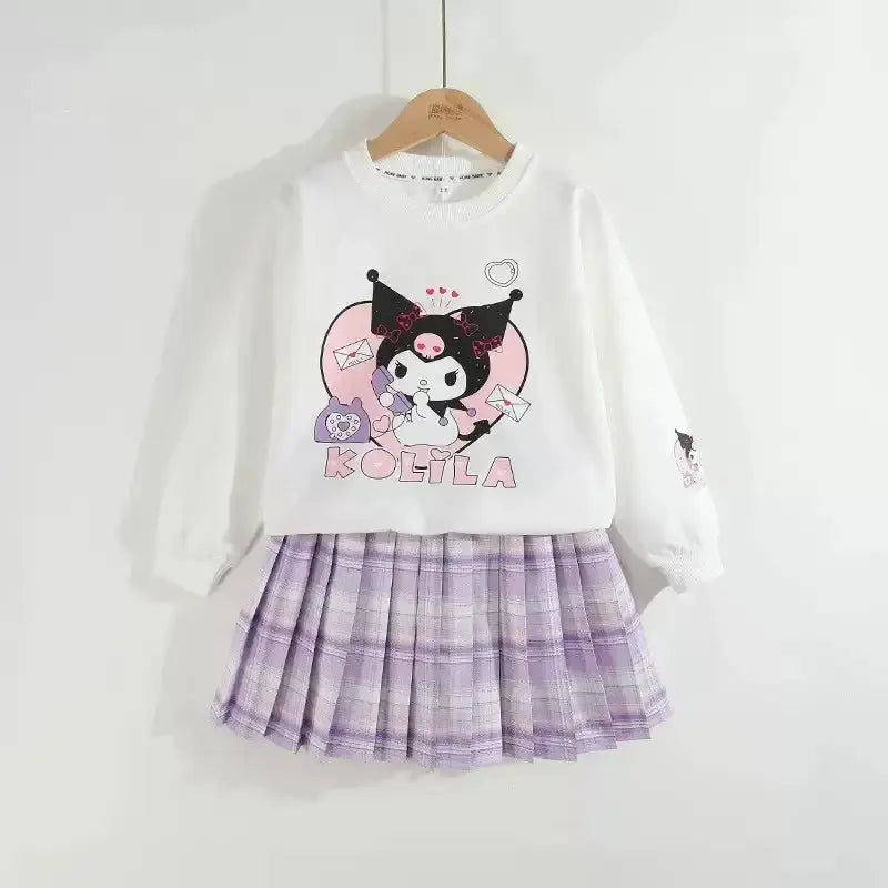 Kuromi Preppy Outfit – Sweater & Pleated Skirt Set for Girls Sparkling Chamber