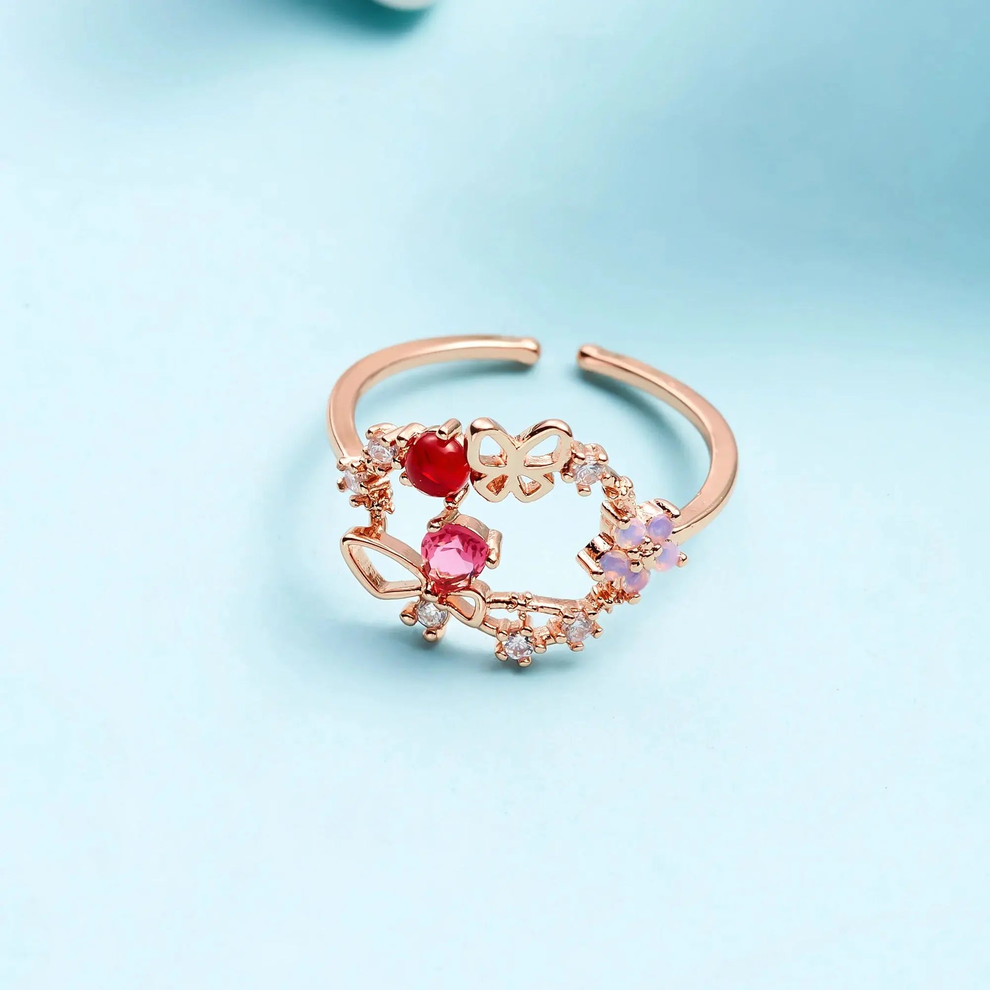 Korean Delicate Flower Zircon Rings for Women Sparkling Chamber