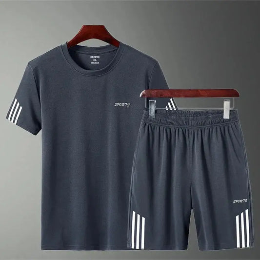 Summer Breathable Sports Suit Men's Quick-Dry T-Shirt & Shorts Set Sparkling Chamber