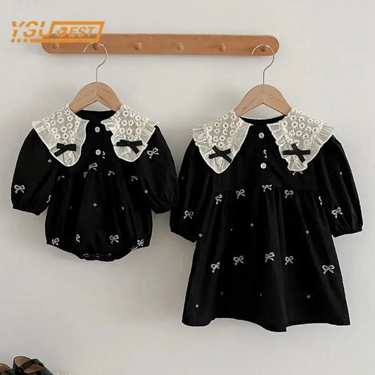 Baby Girls Embroidered Long Sleeve Romper Dress Sparkling Chamber