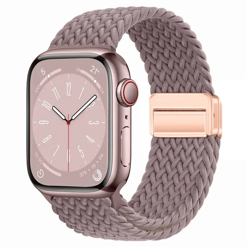 Nylon Braided Strap for Apple Watch 38-49mm, Magnetic Buckle iWatch Band Sparkling Chamber