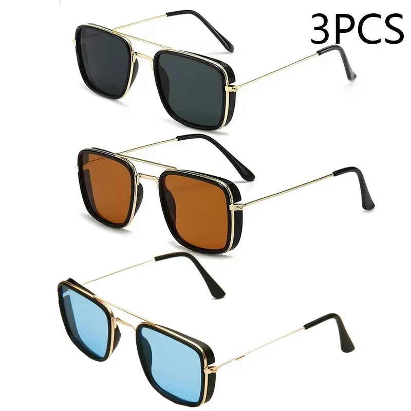 Fashion Sunglasses European and American Metal Small Square Frame Korean Version Glasses Retro Square Sunglasses UV Protection Sparkling Chamber