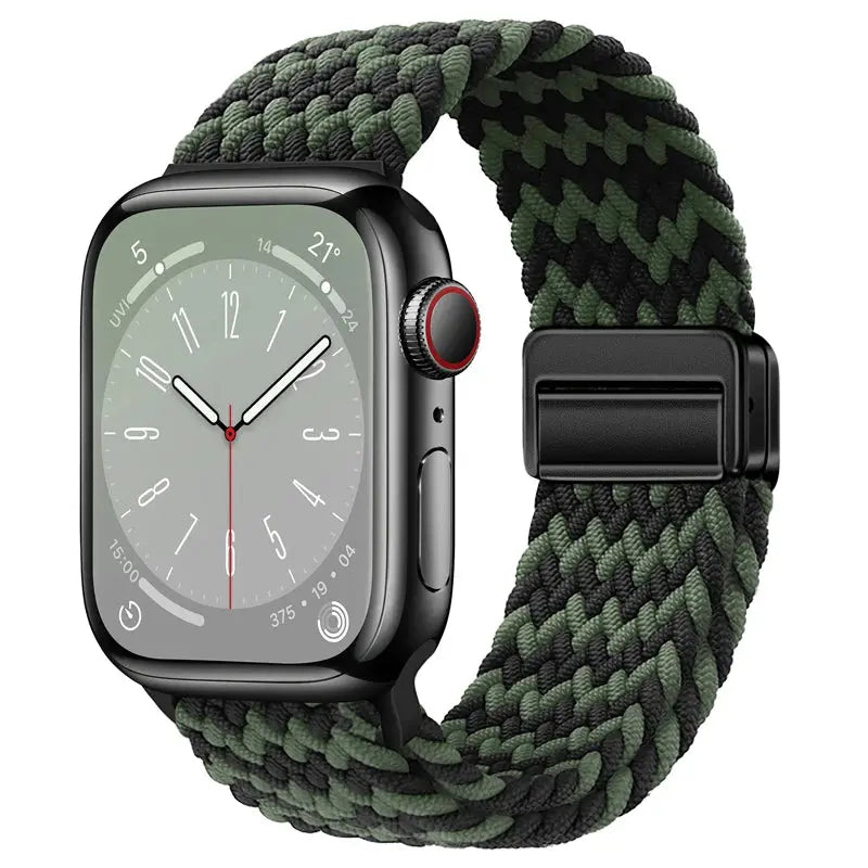 Nylon Braided Strap for Apple Watch 38-49mm, Magnetic Buckle iWatch Band Sparkling Chamber