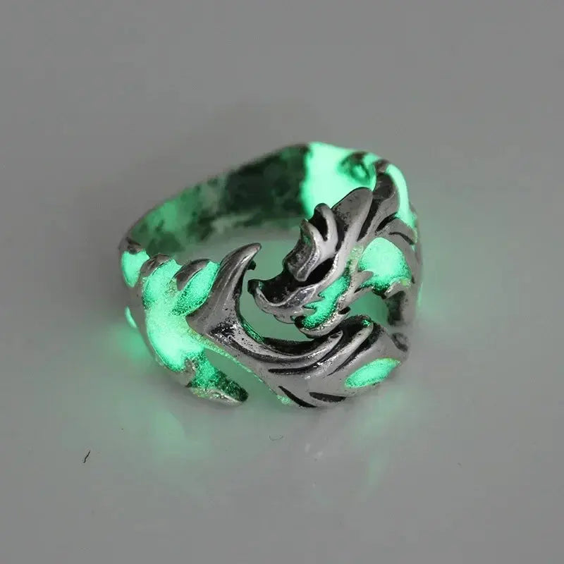 2024 Luminous Dragon Gothic Stainless Steel Ring Sparkling Chamber