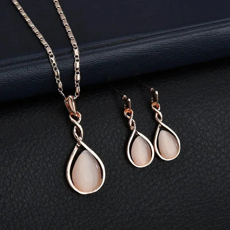 3pcs Jewelryfor Women - Elegant Waterdrop Rhinestone Necklace & Earrings Sparkling Chamber