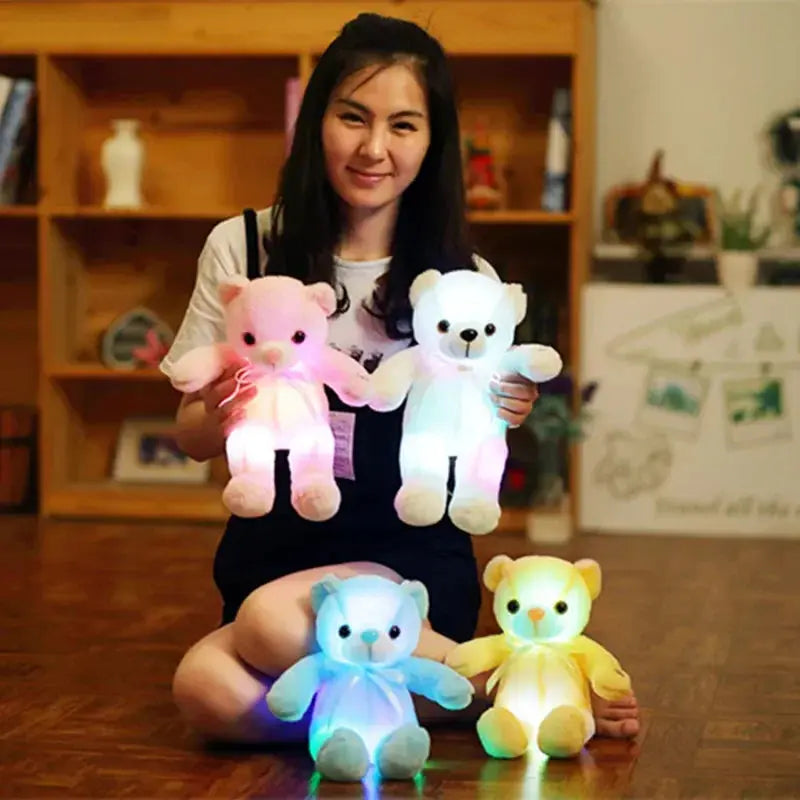 30cm Luminous LED Bear Plush Toy - Glowing Christmas Gift for Kids Sparkling Chamber