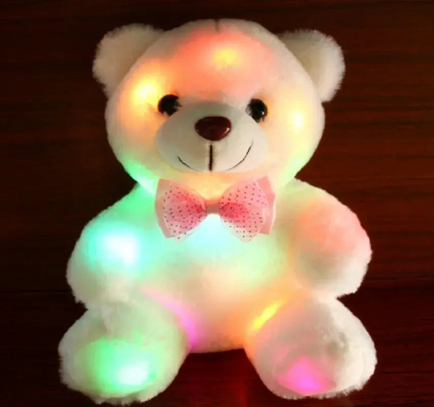 22cm Luminous LED Teddy Bear - Glowing Pink Plush Toy for Kids Sparkling Chamber