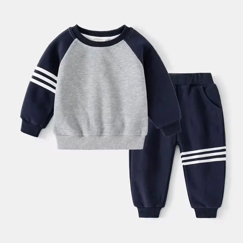 Spring & Autumn Kids Patchwork Tracksuit – 2-Piece Set