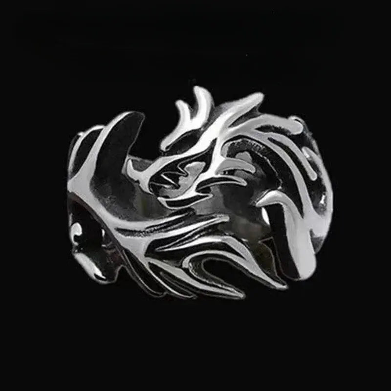 2024 Luminous Dragon Gothic Stainless Steel Ring Sparkling Chamber