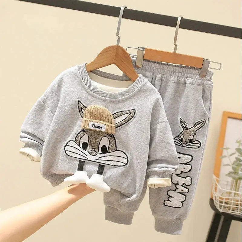 Autumn Kid Boy Clothes Set Cartoon Printed Sweatshirts Pullover Top Sparkling Chamber