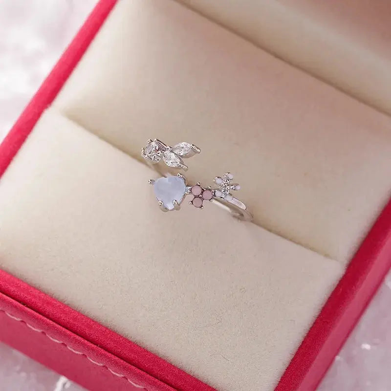 Korean Delicate Flower Zircon Rings for Women Sparkling Chamber