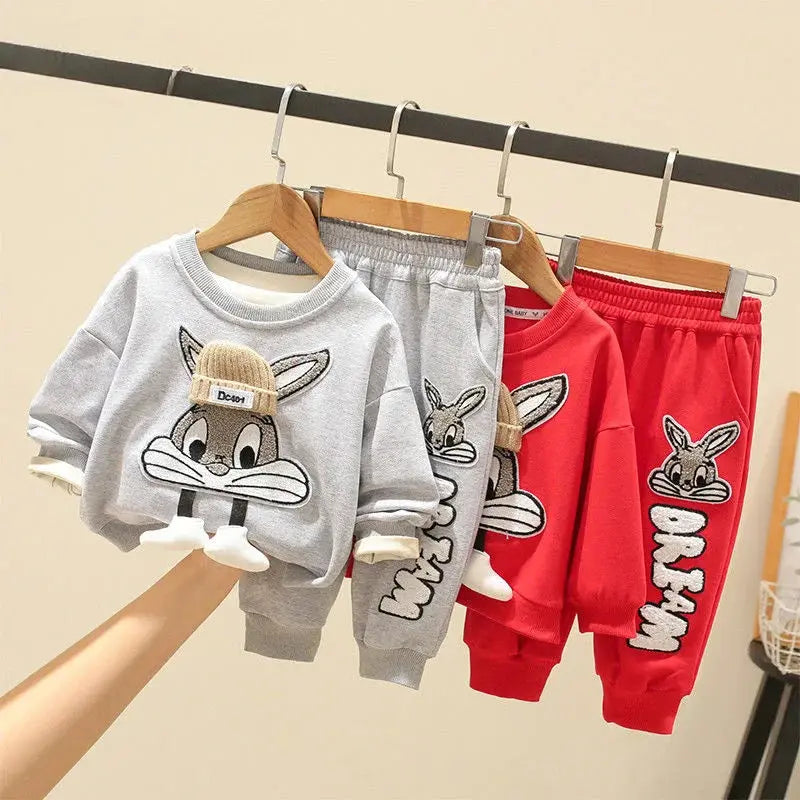 Autumn Kid Boy Clothes Set Cartoon Printed Sweatshirts Pullover Top Sparkling Chamber