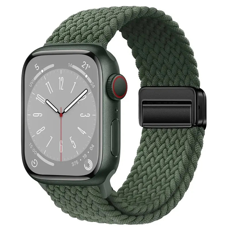 Nylon Braided Strap for Apple Watch 38-49mm, Magnetic Buckle iWatch Band Sparkling Chamber