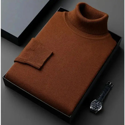 Men's Anti-Pilling Knitted Turtleneck Sweater - Slim Fit, Long Sleeve, Solid Color Sparkling Chamber