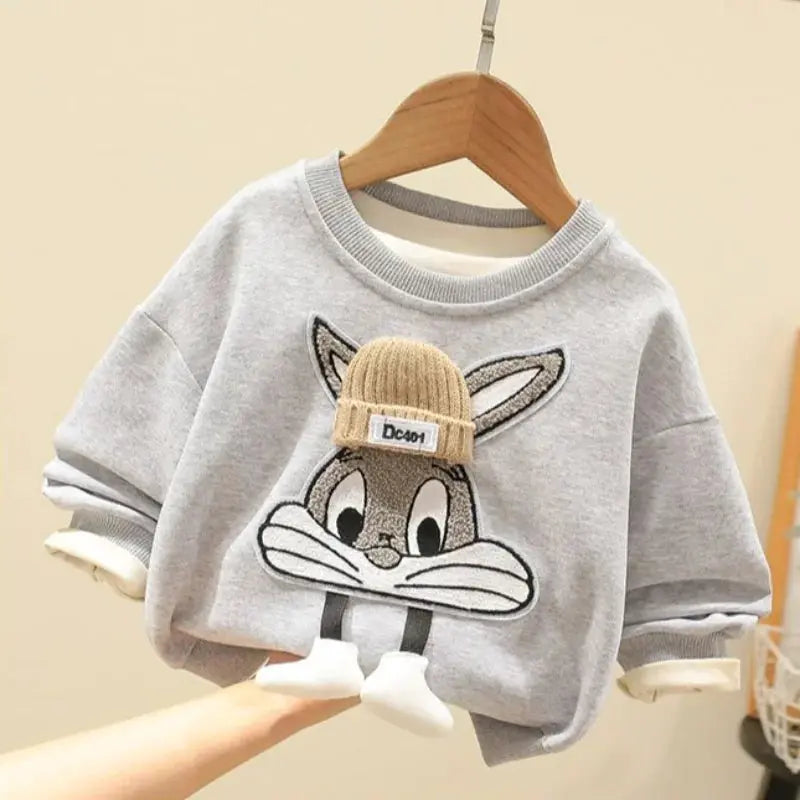 Autumn Kid Boy Clothes Set Cartoon Printed Sweatshirts Pullover Top Sparkling Chamber