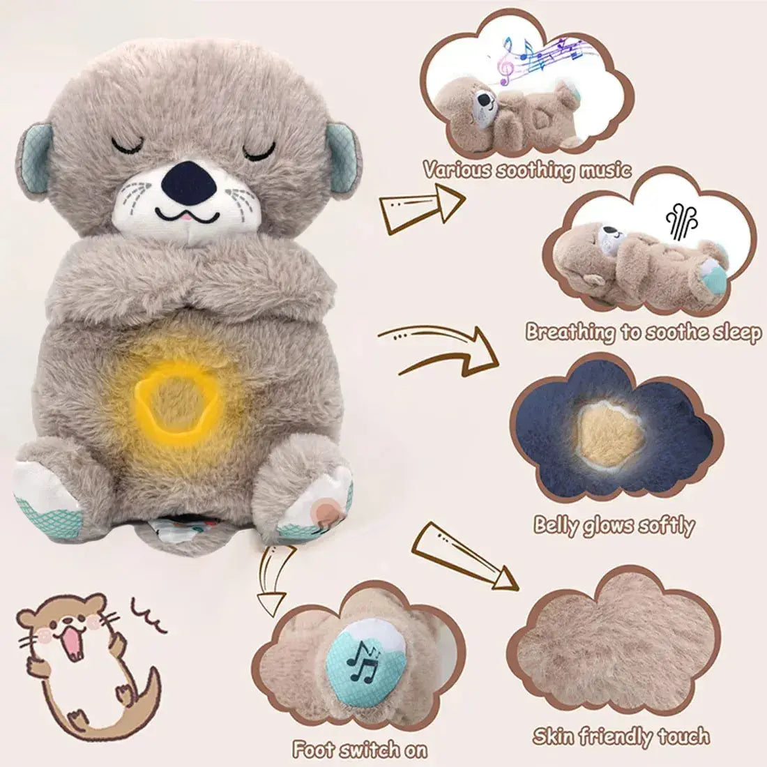 Breathing Bear Baby Soothing Otter Plush Doll Toy Sparkling Chamber