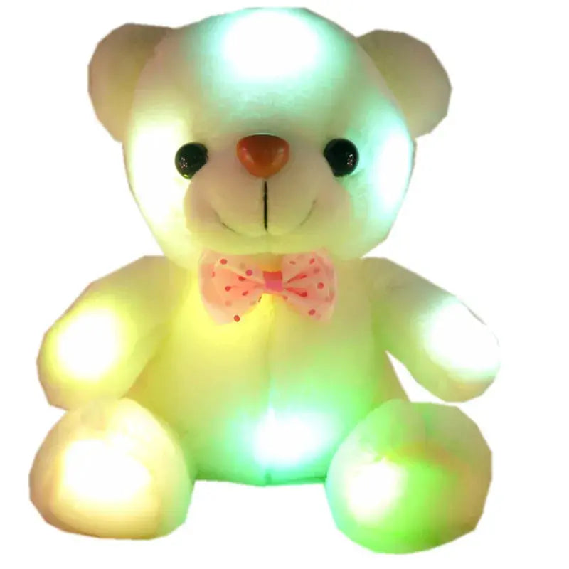 22cm Luminous LED Teddy Bear - Glowing Pink Plush Toy for Kids Sparkling Chamber