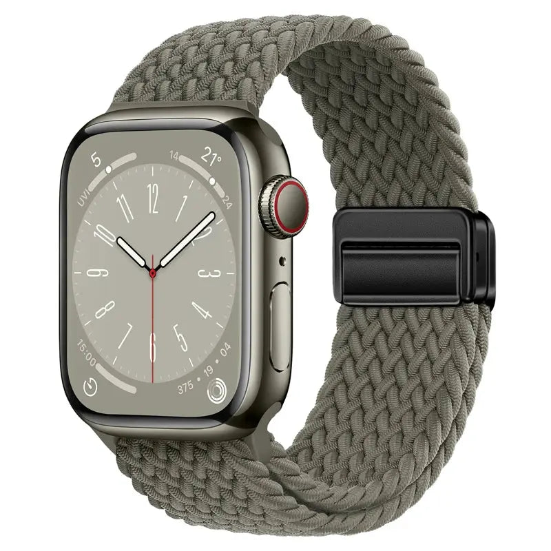 Nylon Braided Strap for Apple Watch 38-49mm, Magnetic Buckle iWatch Band Sparkling Chamber