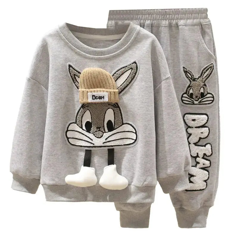 Autumn Kid Boy Clothes Set Cartoon Printed Sweatshirts Pullover Top Sparkling Chamber