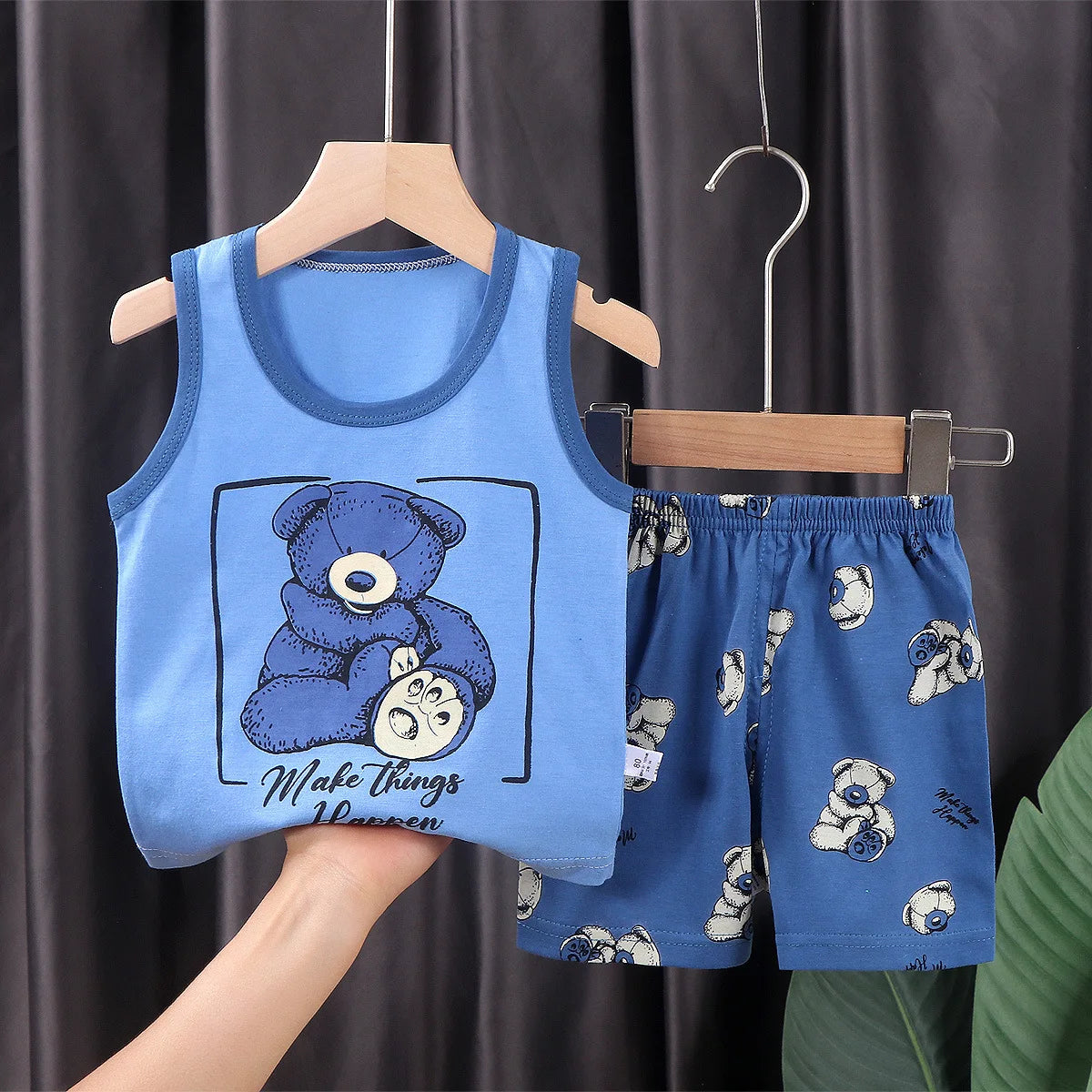 2PCS Children Clothing Vest Suit Children's Sets Summer Cotton T-Shirts Shorts Boys Girls