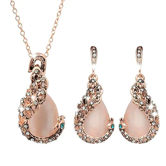 3pcs Jewelryfor Women - Elegant Waterdrop Rhinestone Necklace & Earrings Sparkling Chamber