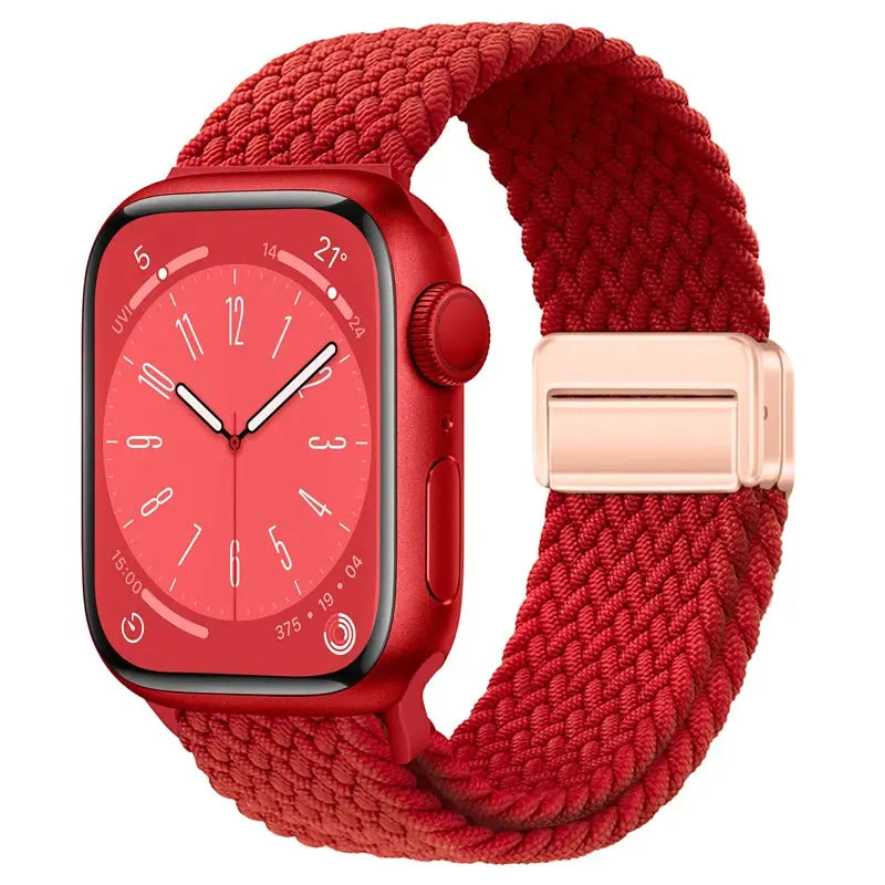 Nylon Braided Strap for Apple Watch 38-49mm, Magnetic Buckle iWatch Band Sparkling Chamber