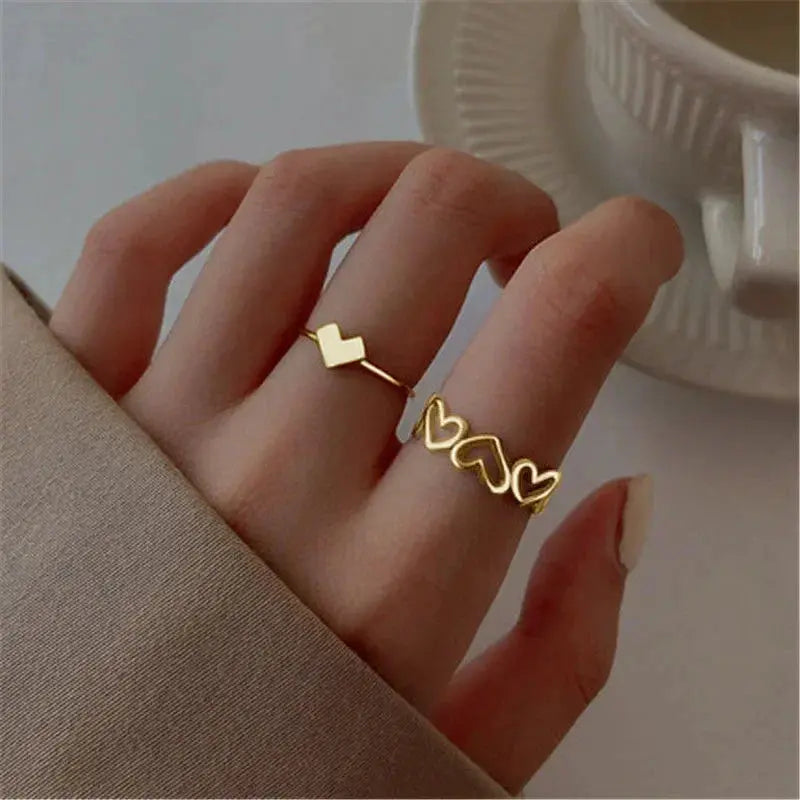 LATS 10Pcs Silver-Color Bohemian Ring Set for Women Sparkling Chamber