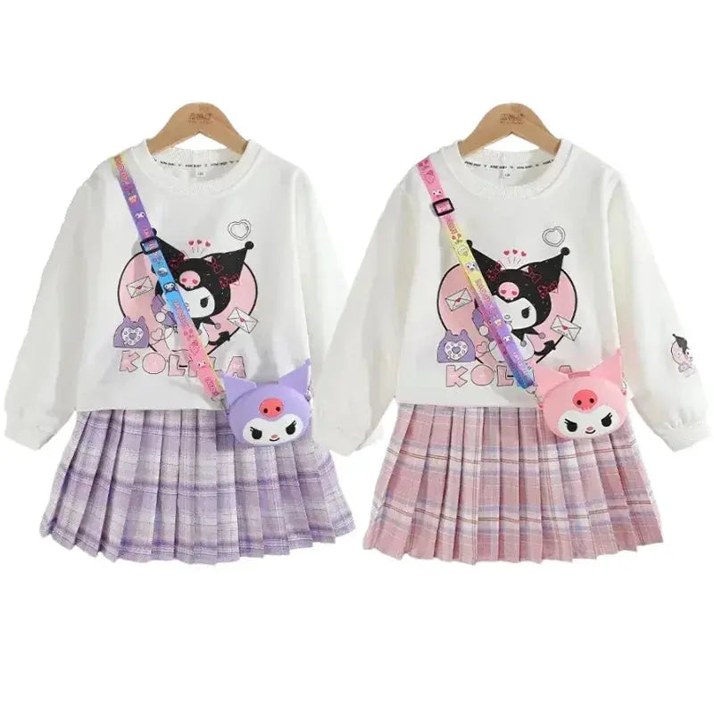 Kuromi Preppy Outfit – Sweater & Pleated Skirt Set for Girls Sparkling Chamber