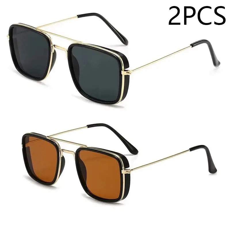 Fashion Sunglasses European and American Metal Small Square Frame Korean Version Glasses Retro Square Sunglasses UV Protection Sparkling Chamber