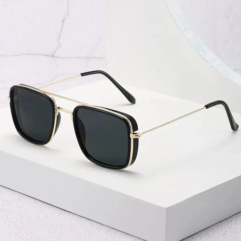 Fashion Sunglasses European and American Metal Small Square Frame Korean Version Glasses Retro Square Sunglasses UV Protection Sparkling Chamber