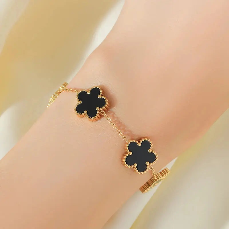 GANEMLY 316L Stainless Steel 4-Color Clover Jewelry Set for Women Sparkling Chamber