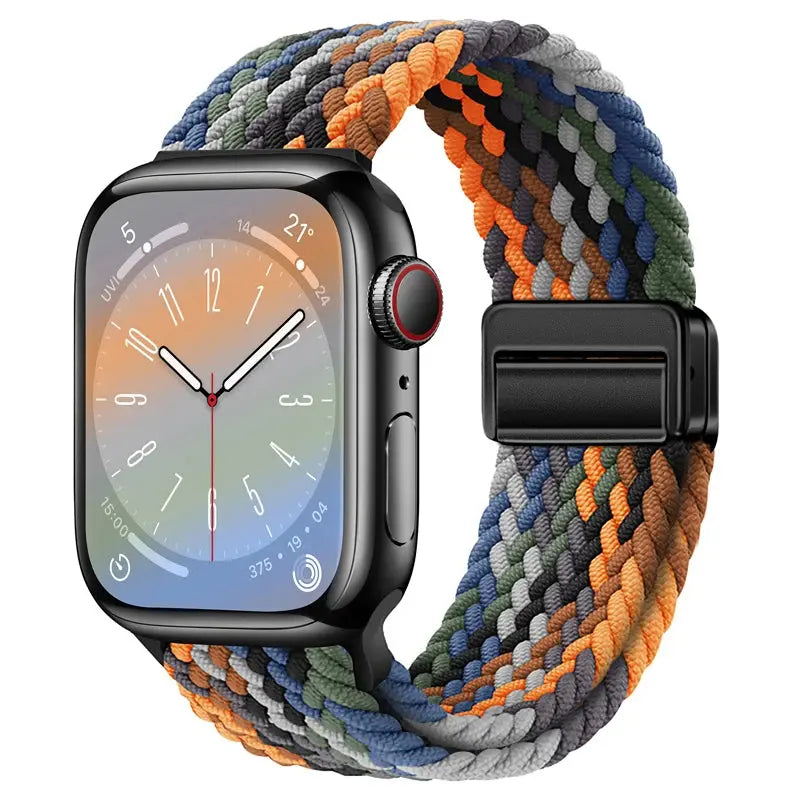 Nylon Braided Strap for Apple Watch 38-49mm, Magnetic Buckle iWatch Band Sparkling Chamber