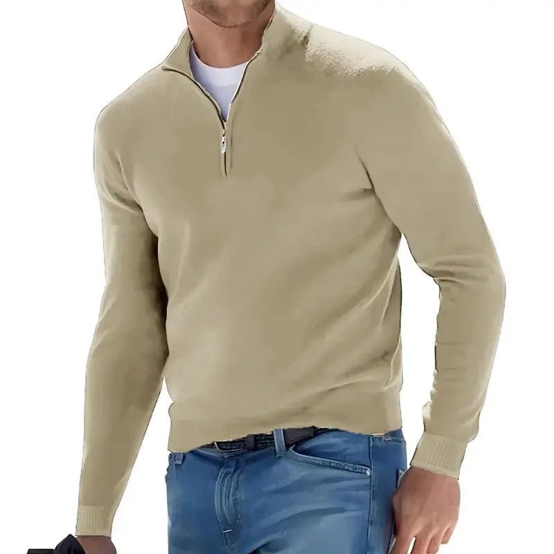 Men's Autumn Winter Warm Half-Zip Pullover Sweater Sparkling Chamber