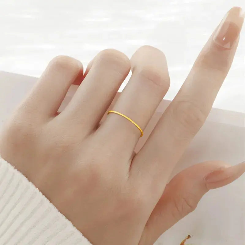 0.5mm Thin Matte Stackable Ring Stainless Steel Midi Rings for Women Sparkling Chamber