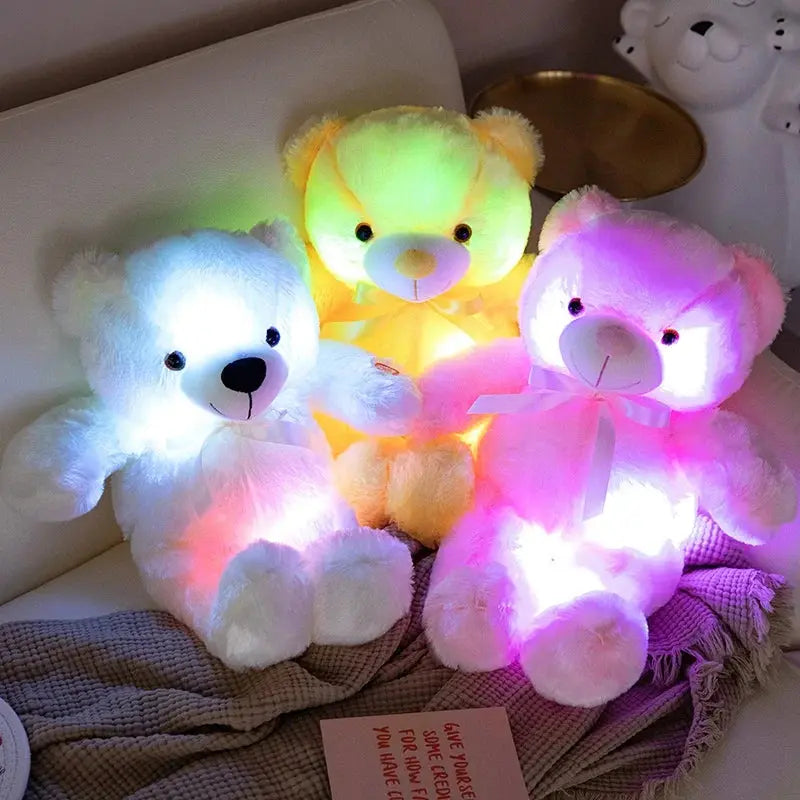 30cm Luminous LED Bear Plush Toy - Glowing Christmas Gift for Kids Sparkling Chamber