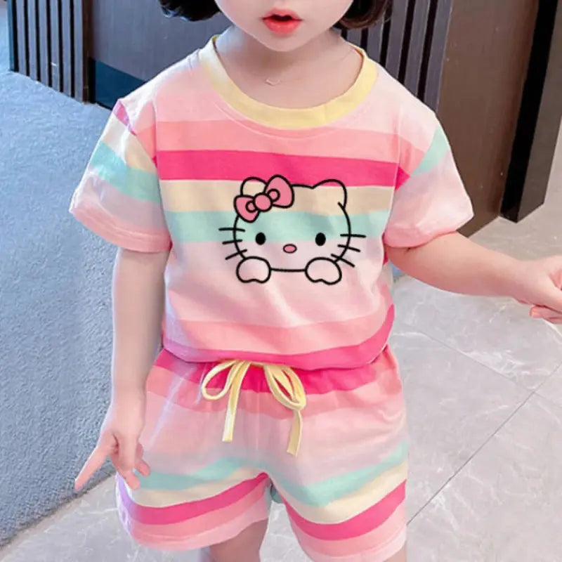 Cute Hello Kitty Summer 2-Piece Outfit for Baby Girls Sparkling Chamber