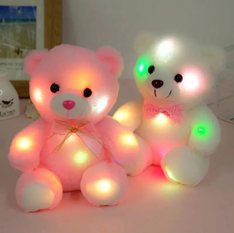 22cm Luminous LED Teddy Bear - Glowing Pink Plush Toy for Kids Sparkling Chamber