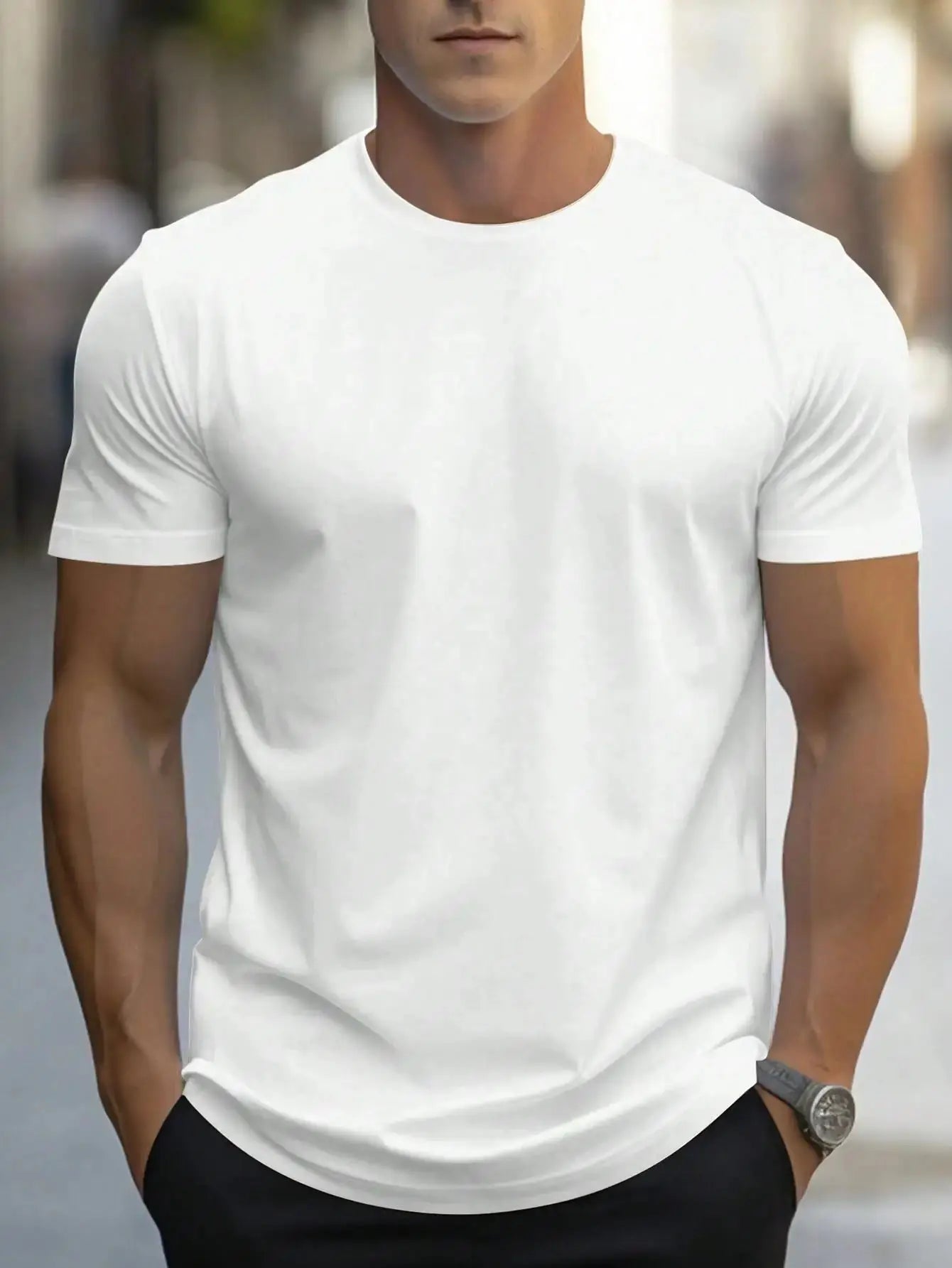 Hot Sale Solid Color Print T-Shirts for Men - Casual Summer Oversize Cotton Tees Sparkling Chamber